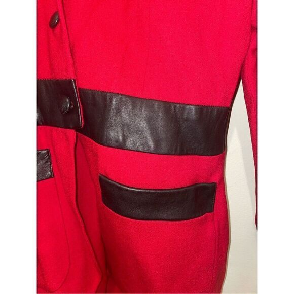 Focus 2000 by Charles glueck red wool 90s 80s two piece suit set size 6 - Picture 9 of 13